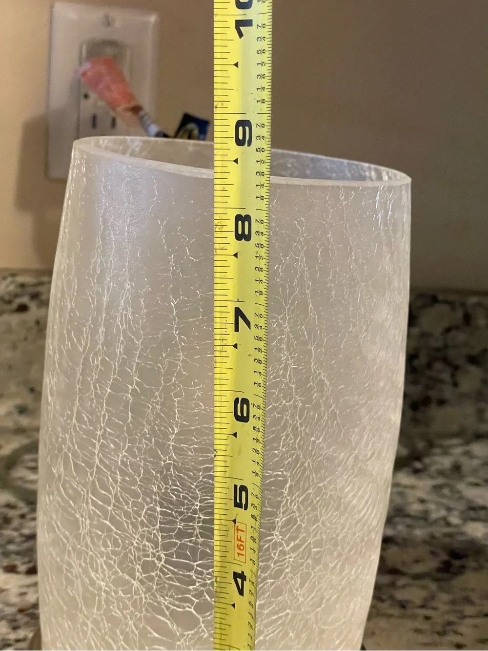 Modern Frosted Accent Table Lamp with Crackled Glass Shade & Brushed Nickel